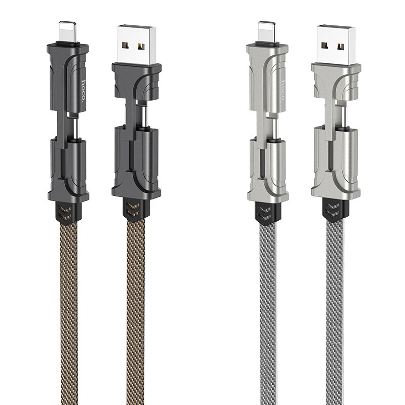 

HOCO S22 USB-A/Type-C to Type-C/iP Cable Fast Charging Nylon Braided Cable Data Transmission Copper Core Line 1.2M Long