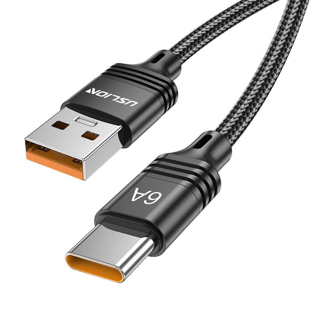 

USLION 6A USB-A to Type-C Cable Fast Charging Data Transmission Tinned Copper Core Line 1M/2M Long for Huawei P50 for Sa