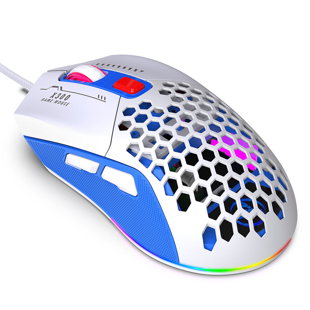 

HXSJ X300 Wired eSports Mouse RGB 1200/1600/2400/3200/4800/7200DPI 6-key Macro Programming Gamer Mice for PC Laptop Comp