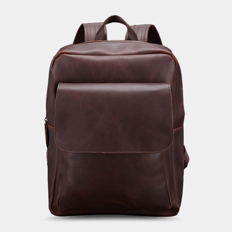 Ekphero Men PU Leather Vintage Large Capacity Multifunction 13.3 Inch Laptop Bag Backpack