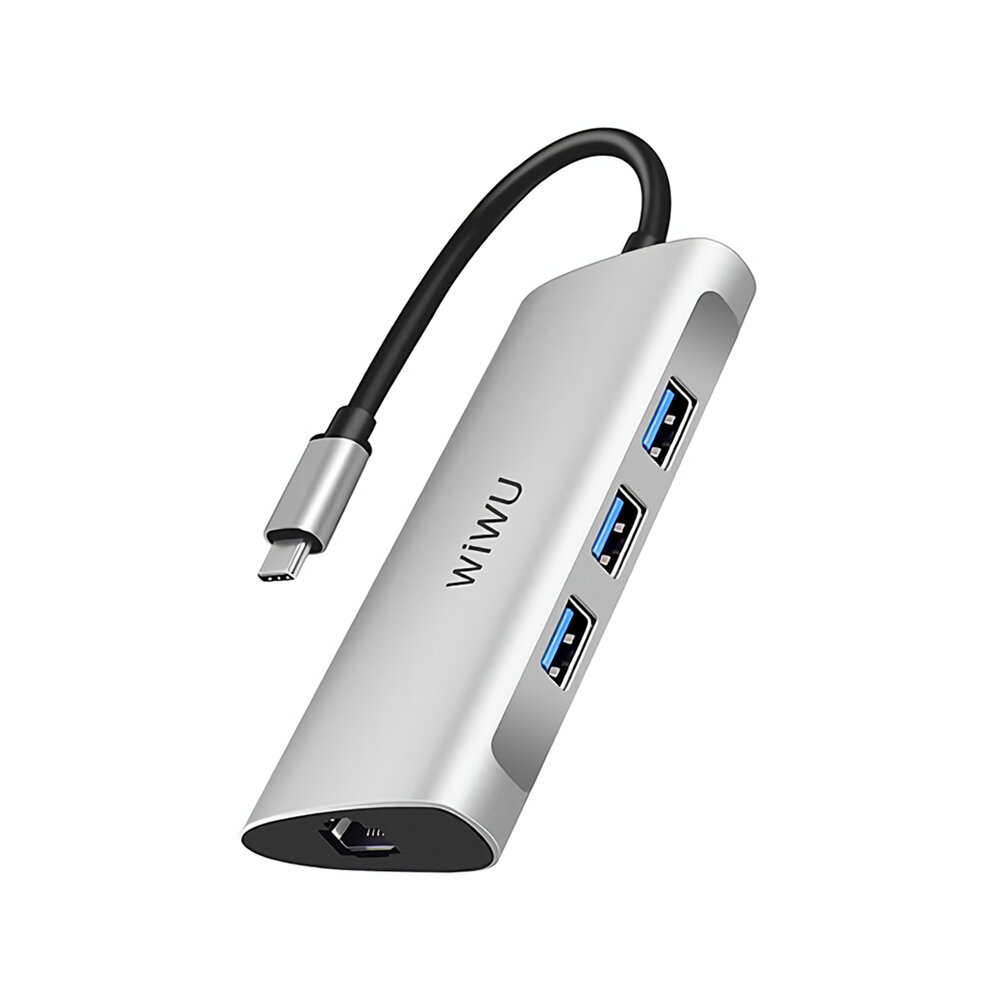 WiWU Alpha 631STR 6-in-1 USB-C Hub Type-C naar USB3.0 Adapter SD / TF-kaartlezer Multifunctioneel do