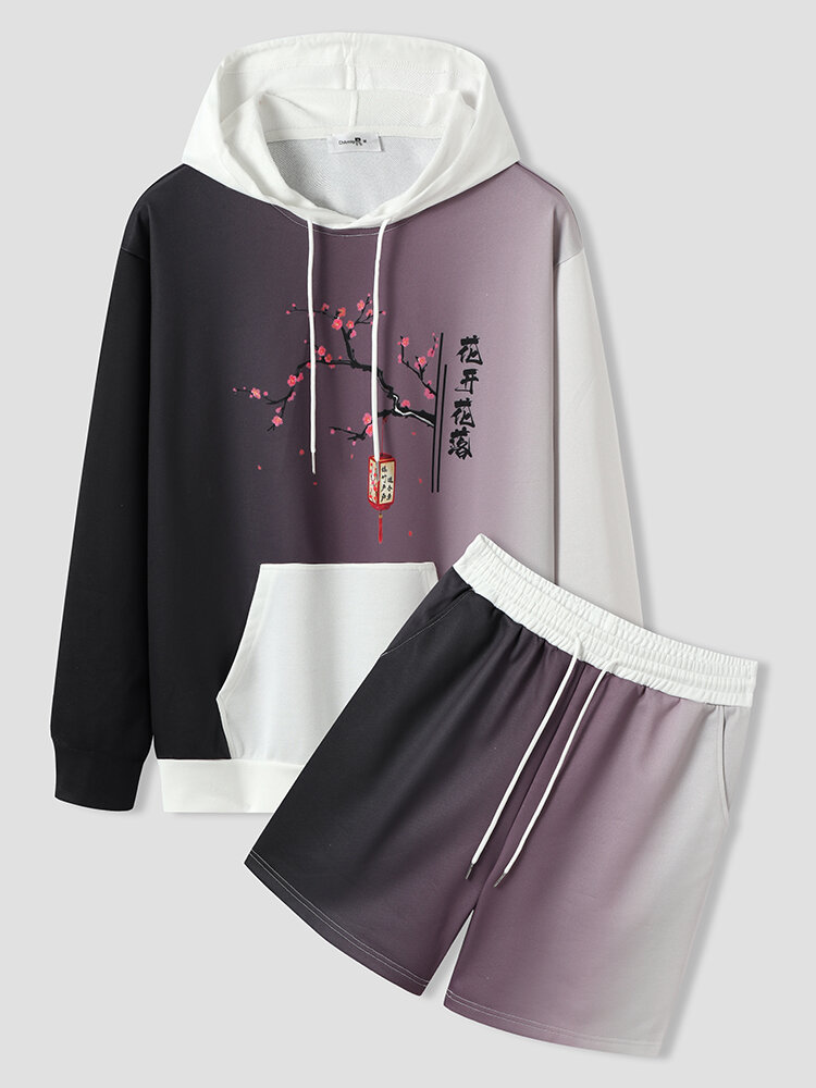 

Мужские комплекты одежды из двух частей с капюшоном и китайскими буквами Ombre Color