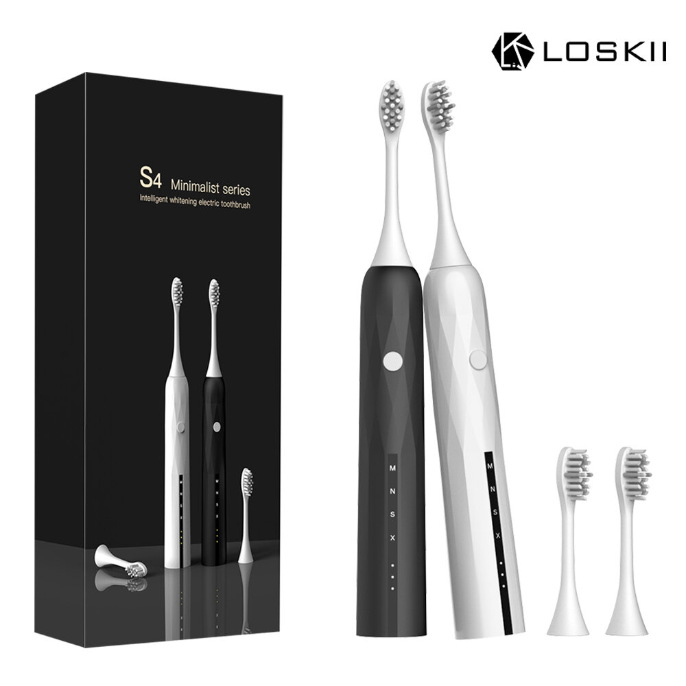 

Loskii S4 Electric Toothbrush IPX7 Waterproof Sonic USB Rechargeable Tooth Washable Whitening Teeth Brush