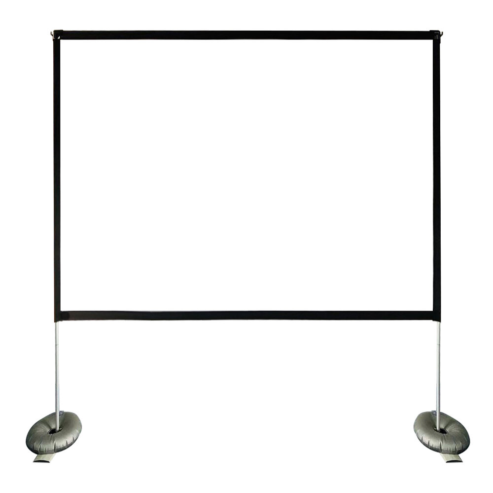 100-Inch Projector Screen with Stable Stand 16:9 Full HD Portable Polyester White Elastic Screen Alu