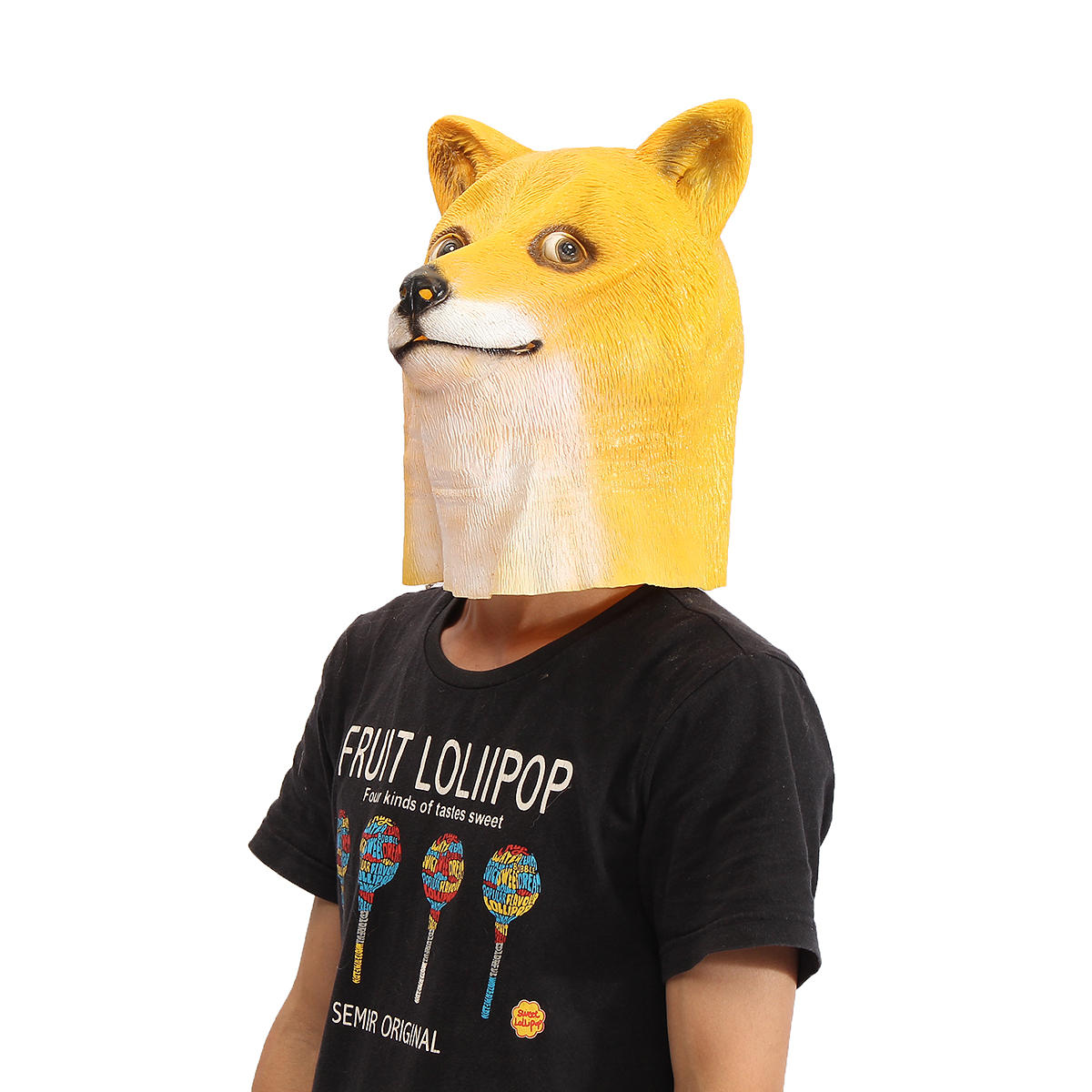 Doge Head Mask Creepy Animal Halloween Costume Theater Prop Latex