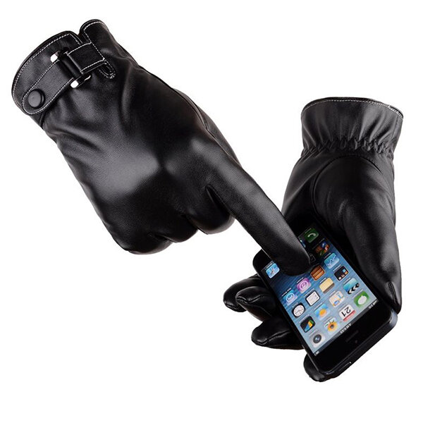 Mens Warm Touch Screen Man-made Leather Cycling Ski Gloves