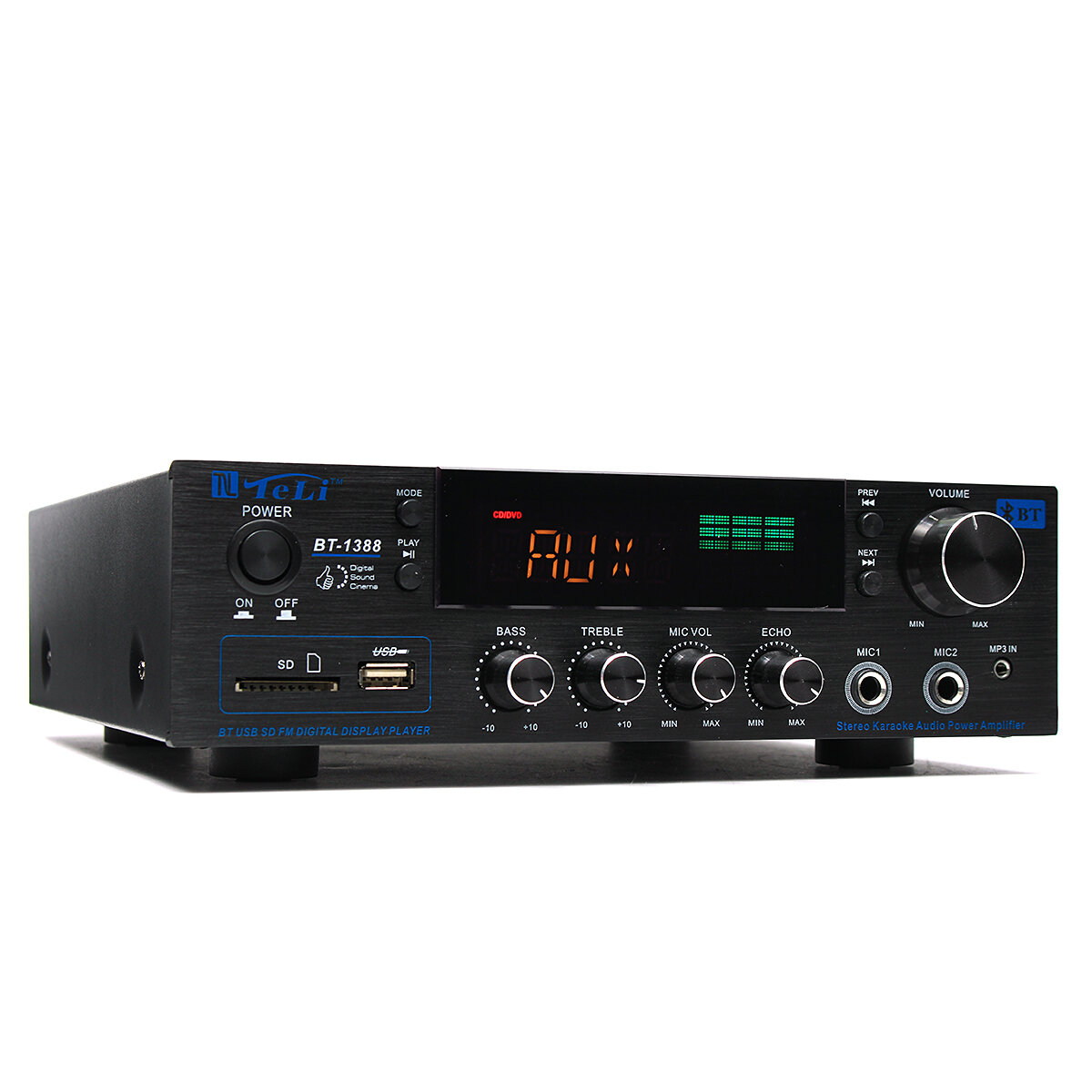 TELI BT-1388 HiFi Bluetooth-eindversterker Stereo-audio Karaoke FM-ontvanger USB SD