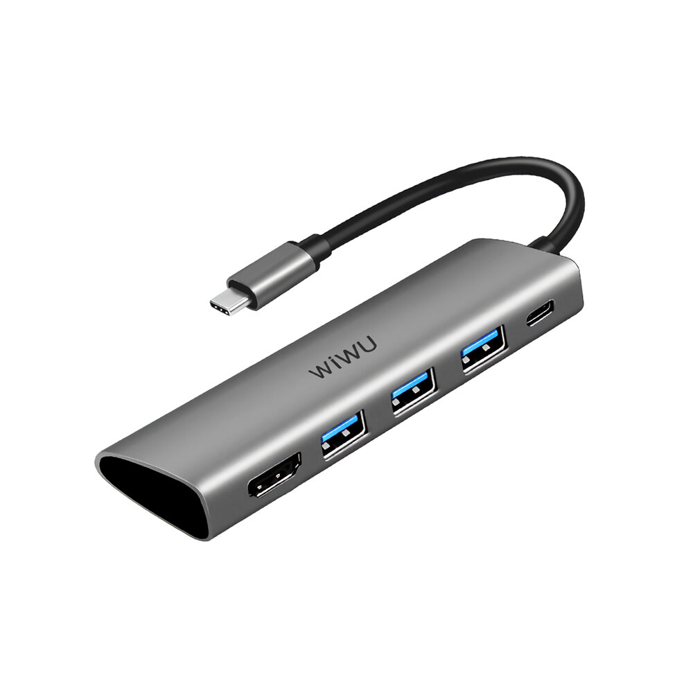 WiWU Alpha A531H 5-in-1 USB-C Hub Type-C naar USB3.0 Adapter HD Converter Multifunctioneel dockingst