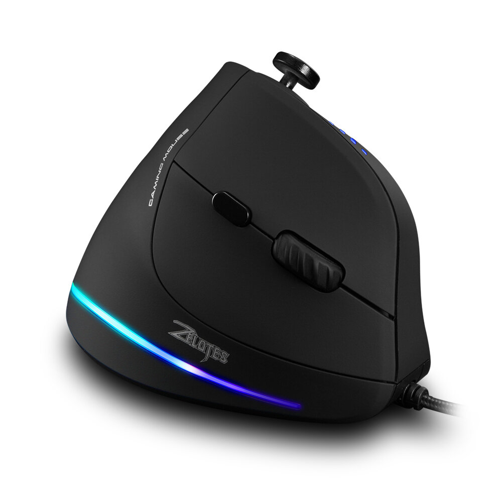 ZELOTES C-18 Wired Vertical Mouse 11 Buttons 1500-10000DPI RGB Light Programming Mice Direction Rock