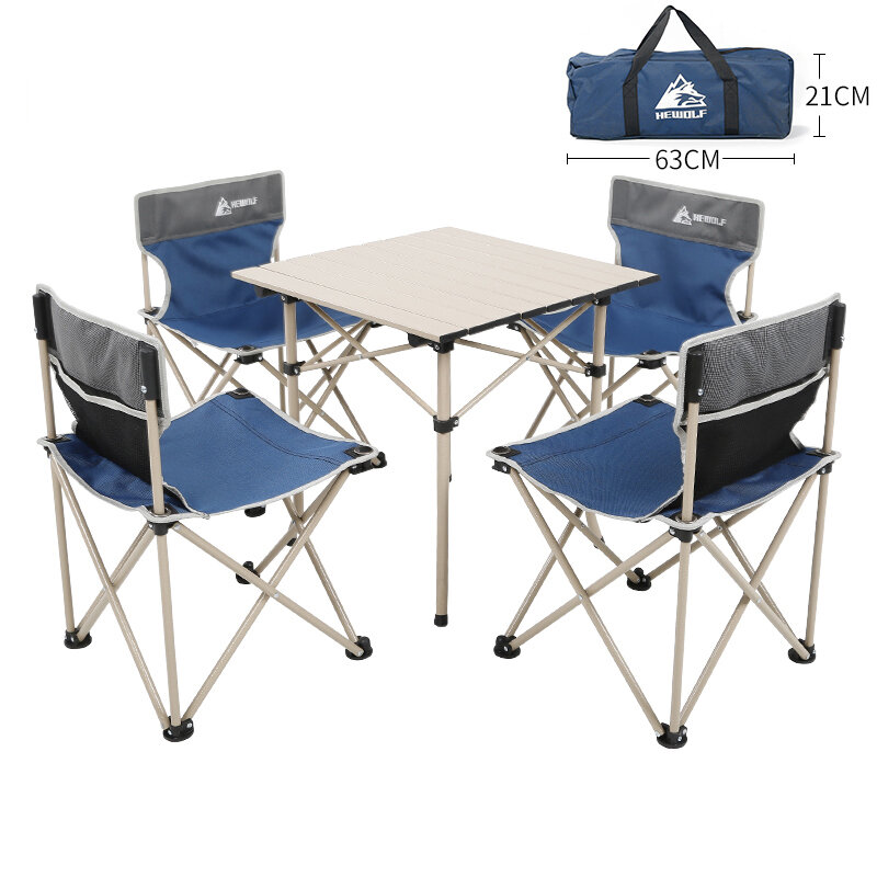 Набор из 5 складных столов из алюминиевого сплава Hewolf и 4 стульев Ultra Light для пикника, барбекю и путешествий