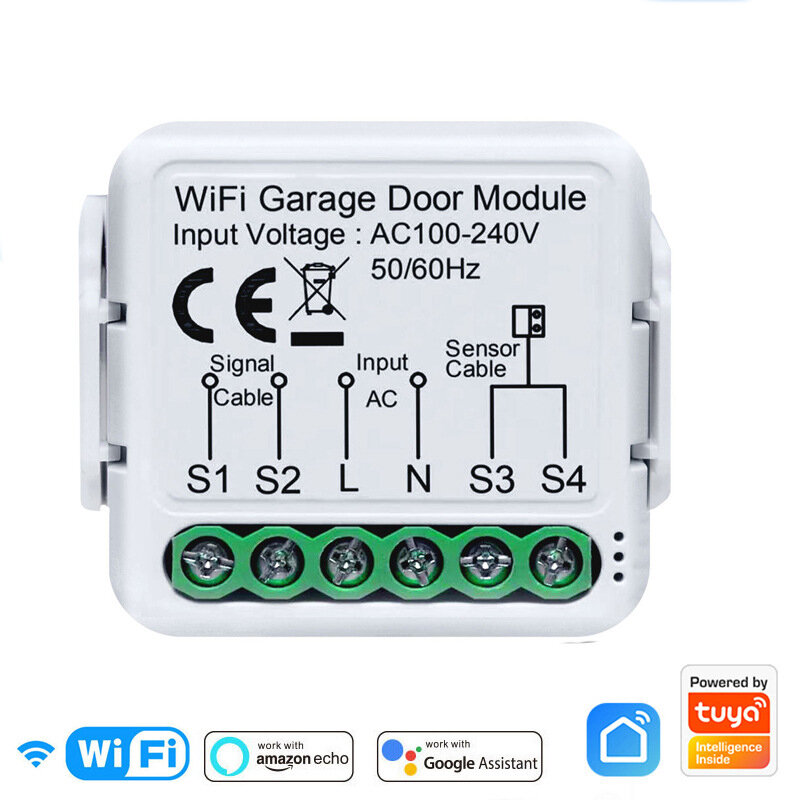 

Tuya Smart WiFi Garage Door Sensors Opener Controller 100V-240V Voice Remote Control Switch support Alexa Google Home Sm
