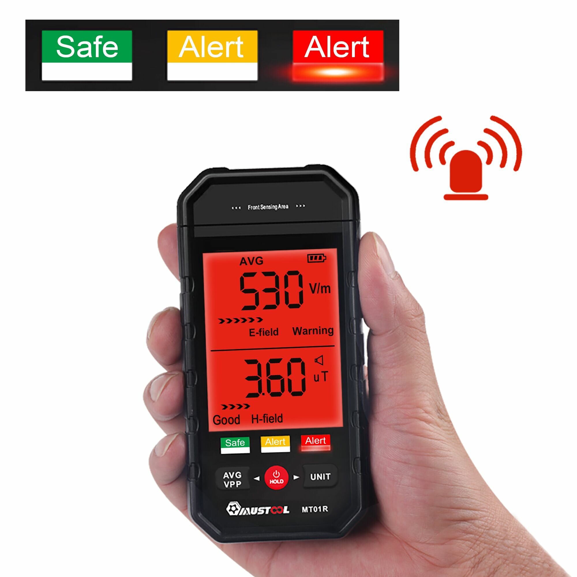 MUSTOOL MT01R 3-inch Electromagnetic Radiation Tester Electric Field & Magnetic Field Detection Radiation Status Rapidly
