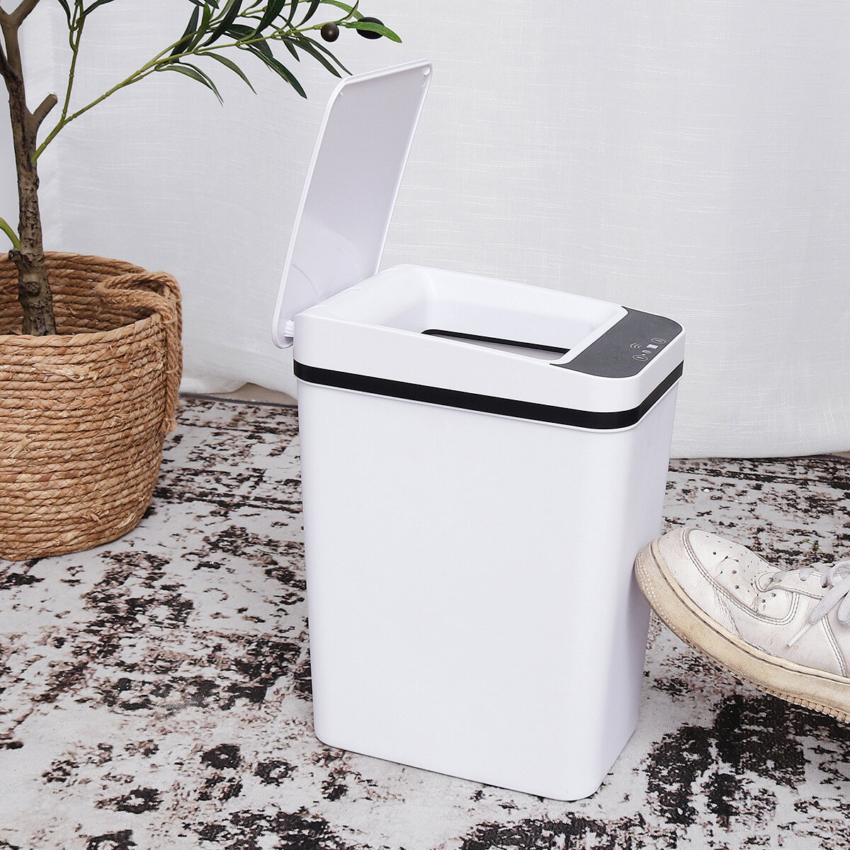 12L 360? Smart Touch Sensing Trash Bin Good Sealing Infrared Induction Trash Can Large Capacity Dust