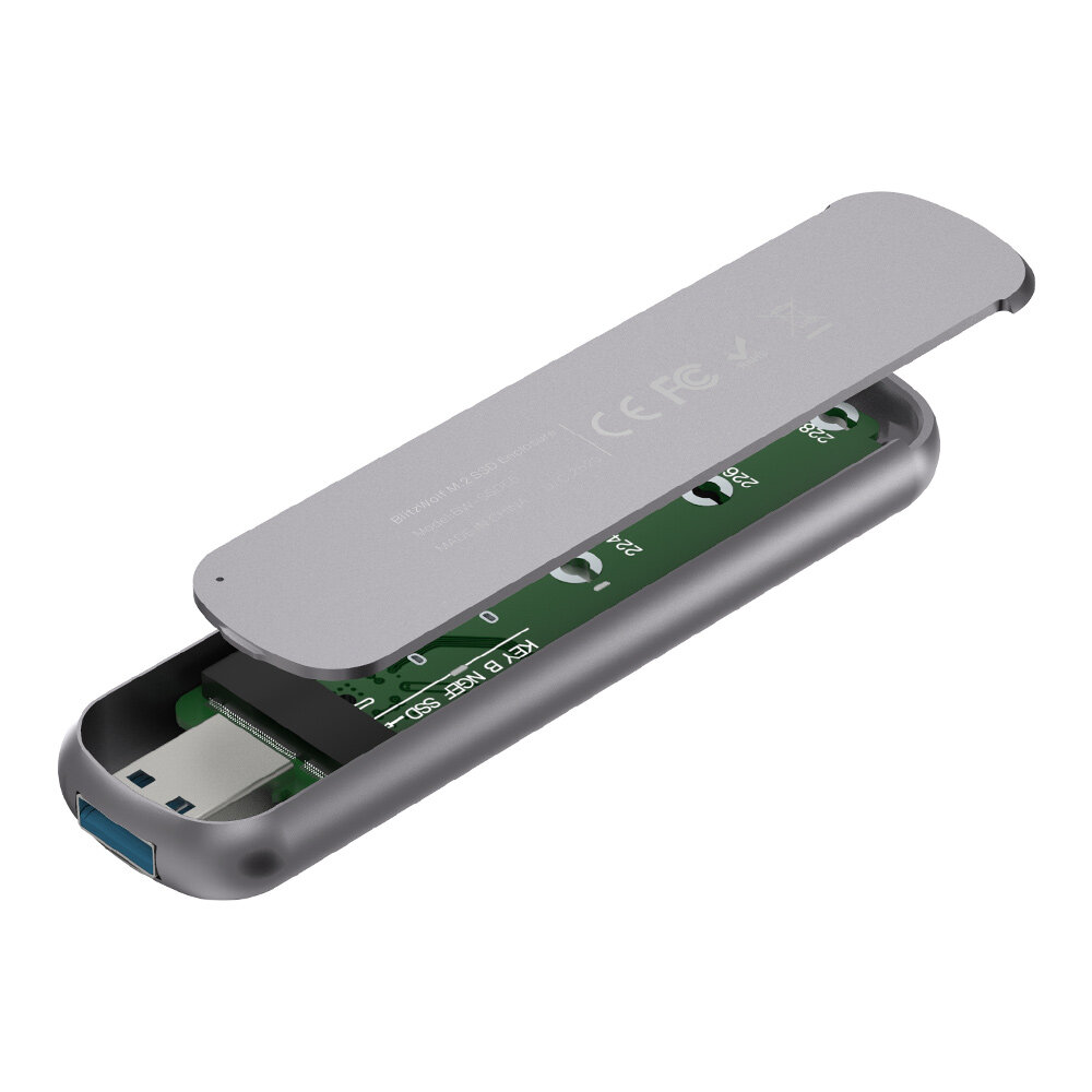 BlitzWolf®M.2 NGFF SATA SSD外部エンクロージャーBキーアルミニウム合金USB-C USB-A 5Gbps 2TB対応ソリッドステートドライブケースBW-SSDE4 BW-SSDE5