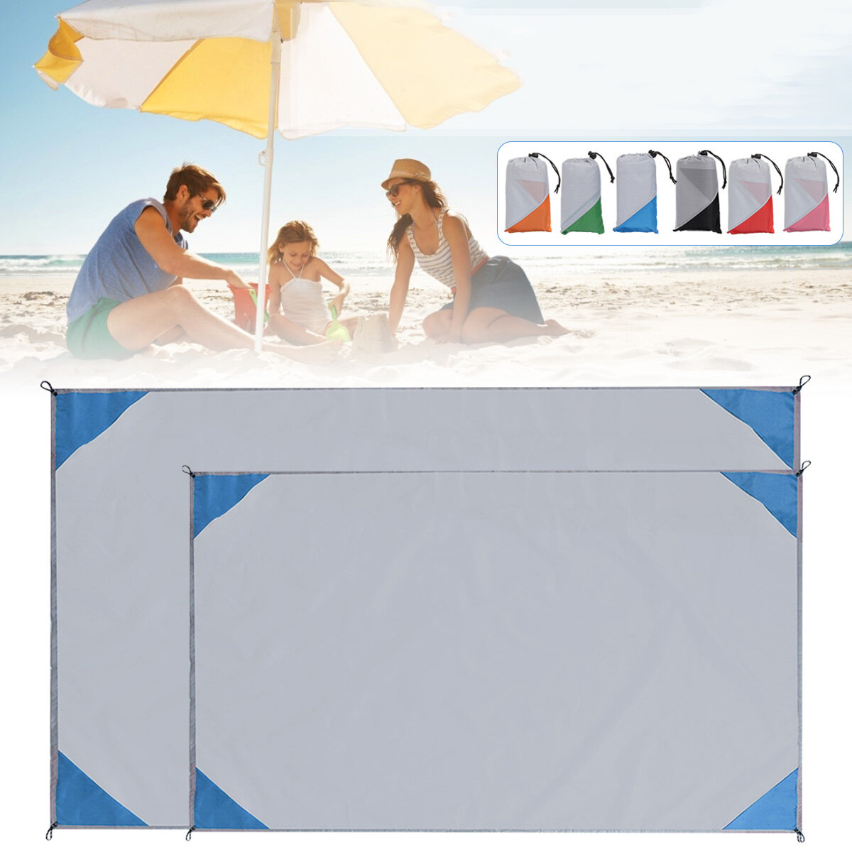 Couverture de plage imperméable tapis de pique-nique pliant tapis de sol anti-sable matelas de camping coussin de couchage