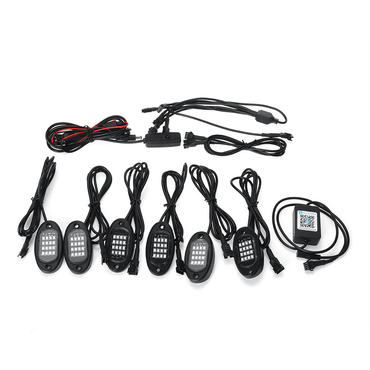 6 stks LED RGB Off-road Rock Light Underbody Lamp bluetooth Controle Voor Jeep Truck Motorboot
