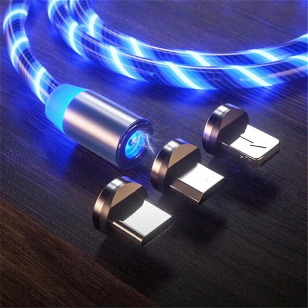 [2 STUKS blauw] Bakeey 2.4A USB Type C LED-licht Magnetische snellaadgegevenskabel voor Samsung Gala
