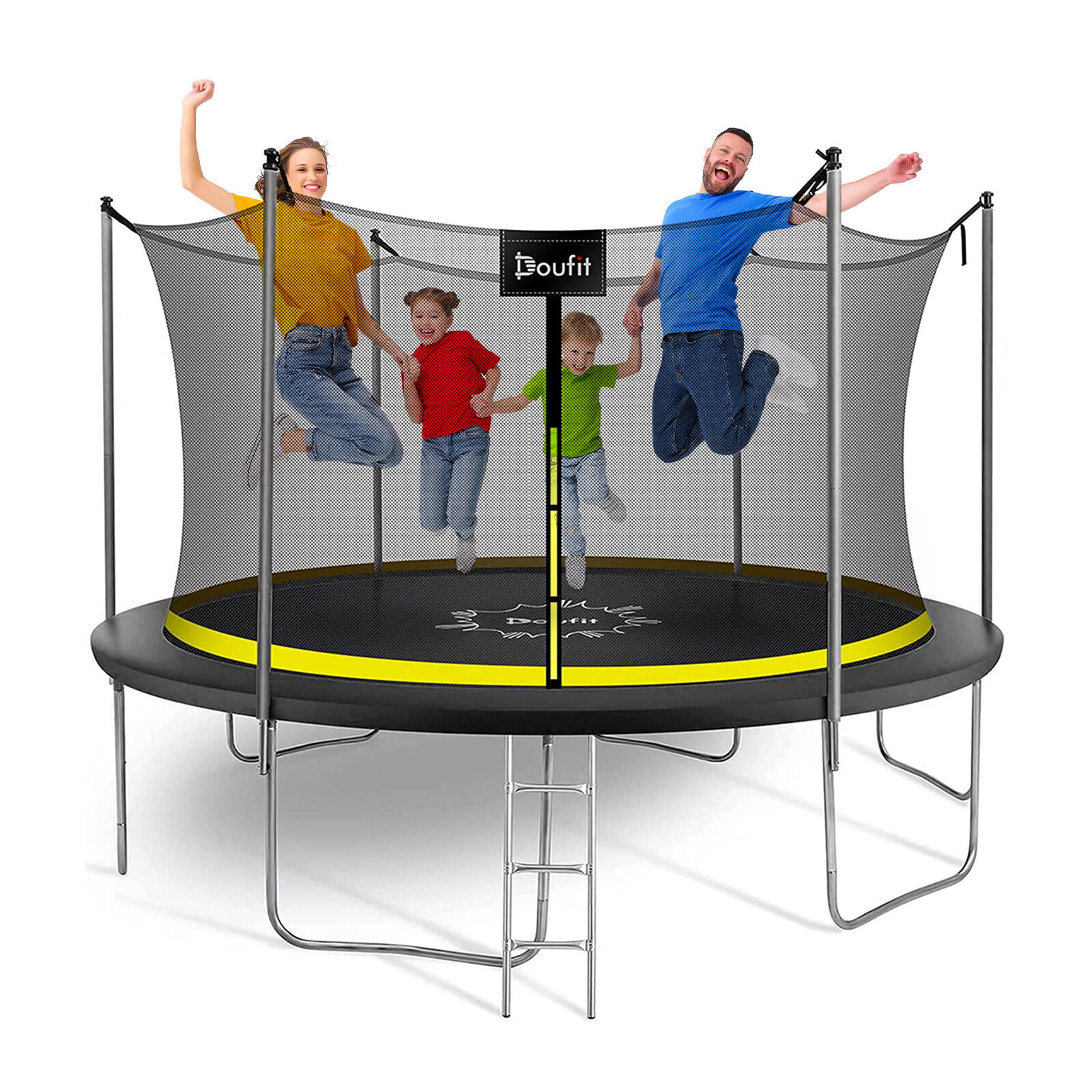 

Doufit 12FT Trampoline Jumping Exercise Fitness Heavy Duty Re-bounder Bed with Enclosure Net Ladder Outdoor Home Sport