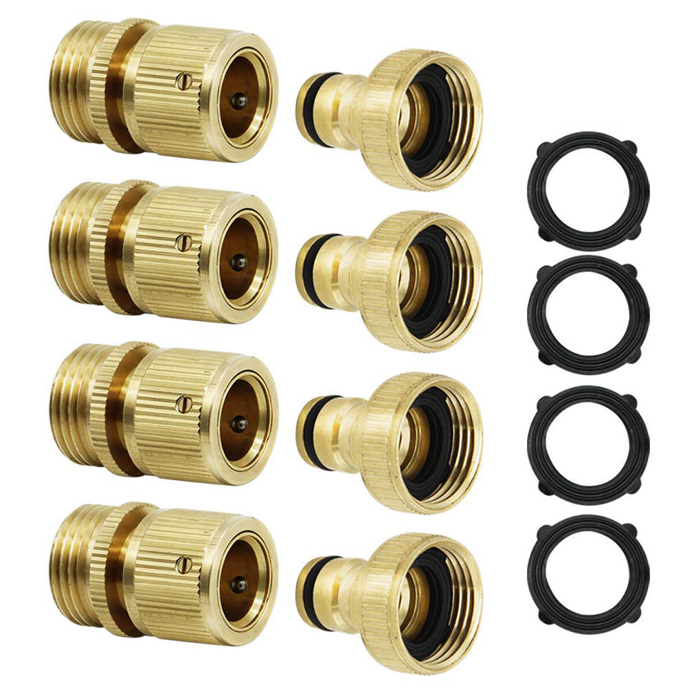 3/4'' NPT Solid Brass Male and Female Connector Garden Hose Quick Connect Water Hose Pipe Connectors