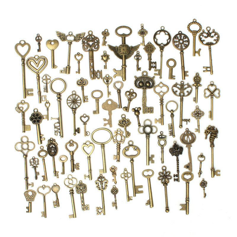 KONING DOEN MANIER 69 STKS Vintage Bronzen Sleutel Hanger Ketting DIY Handgemaakte Accessoires Colle