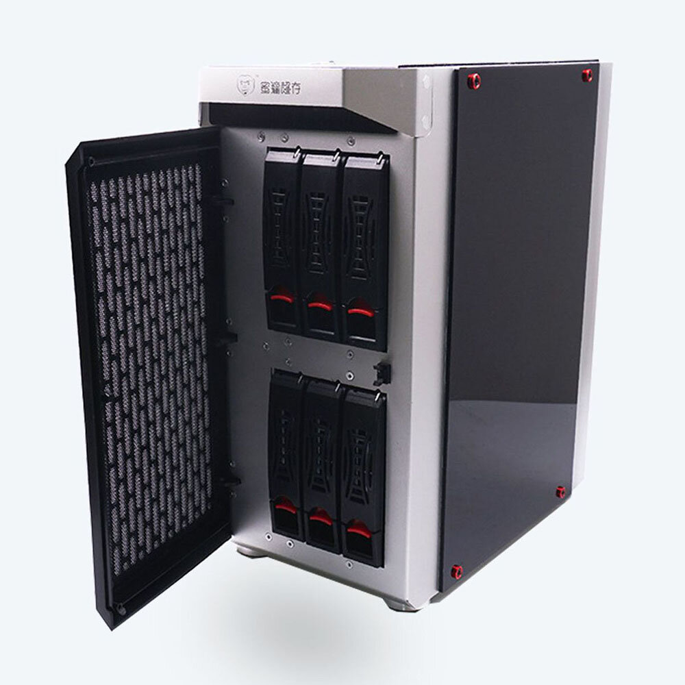 6ベイNASDiskStation ITXNASケースストレージエンクロージャSSDケースアルミニウム合金コンピュータストレージサーバーケース