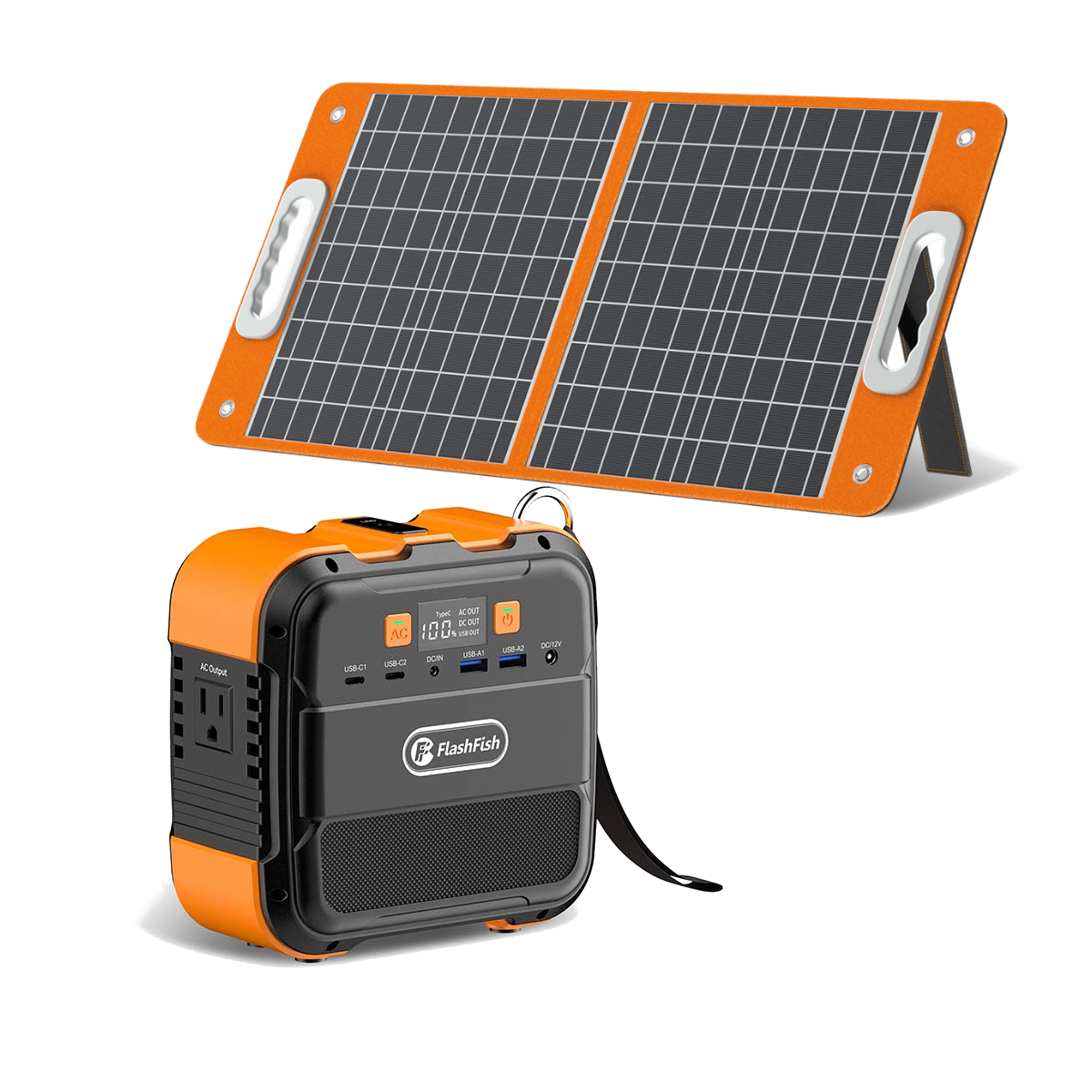 [ЕС Direct] FlashFish A101 120W 26400mAh Портативная электростанция с 1 шт. 18V 60W Складная солнечная панель, источник питания генератора, резервное электропитание портативного аккумуляторного блока, литий-ионный аккумулятор для кемпинга, поездок