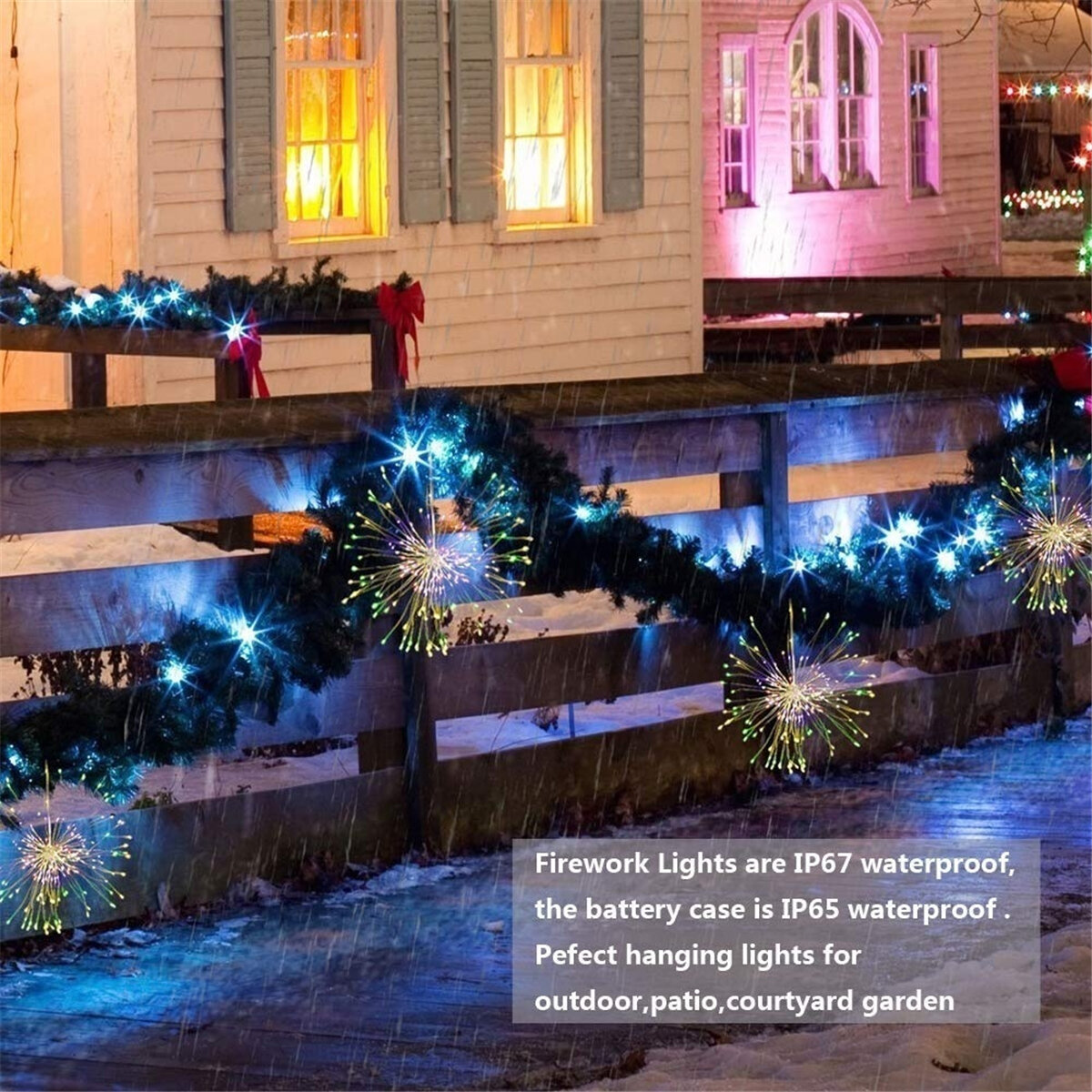 100/200 LED Luz de fogo de artifício 8 Modo Lâmpada de corda de fada com Controle Remoto para decoração de jardim em cas