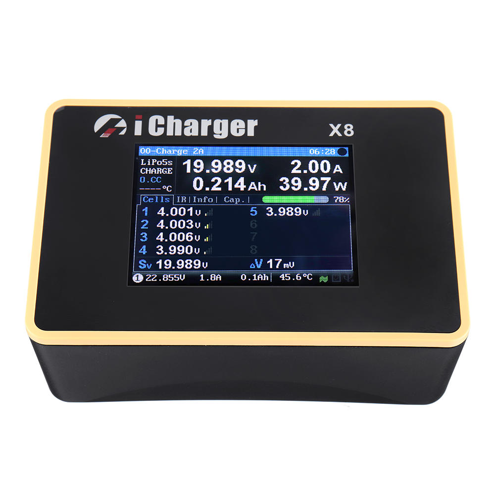 iCharger X8 1100W 30A Gelijkstroom-lcd-scherm Slimme batterijbalanslader Ontlader voor 1-8s LiPo / L