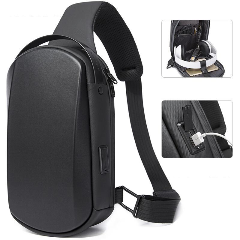 BANGE EVA Rucksack Sling Bag USB Crossbody Schultertasche Brusttasche für Männer und Frauen
