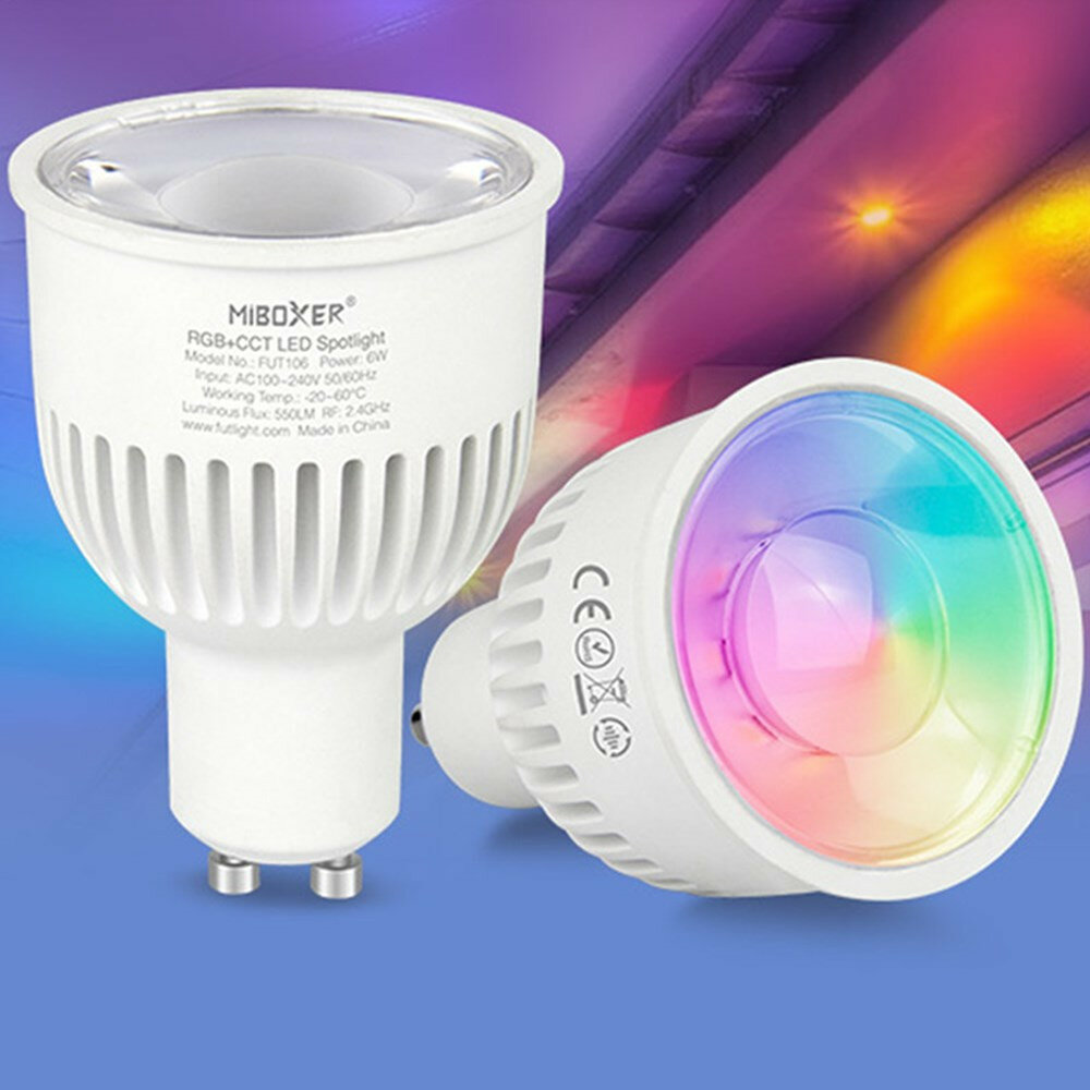 

MIBOXER FUT106 6W GU10 RGB+CCT Smart LED Bulb Dimmable Wireless Spotlight Lamp AC100-240V