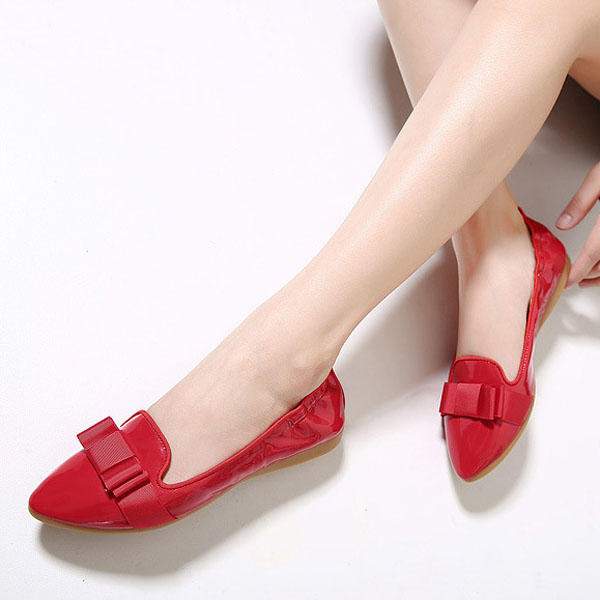 women foldable ballet flats soft sole bowknot slip-ons solid-colored ...