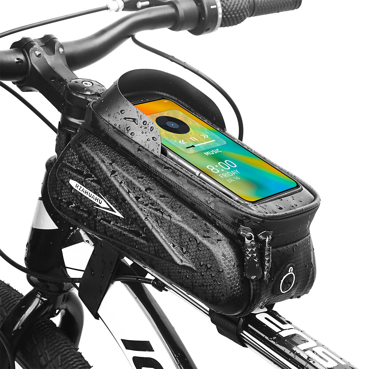 Bicycle Bag 1.5L Frame Front Tube Cycling Bike Phone Mount Bag Waterproof Phone Case Holder 7.2 Inch