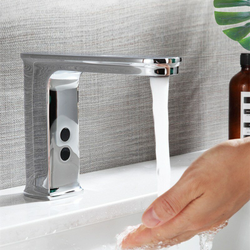 RONGWO Automatic Infrared Sink Faucet Touchless Free Sensor Faucet Handfree Water Saving Inductive E