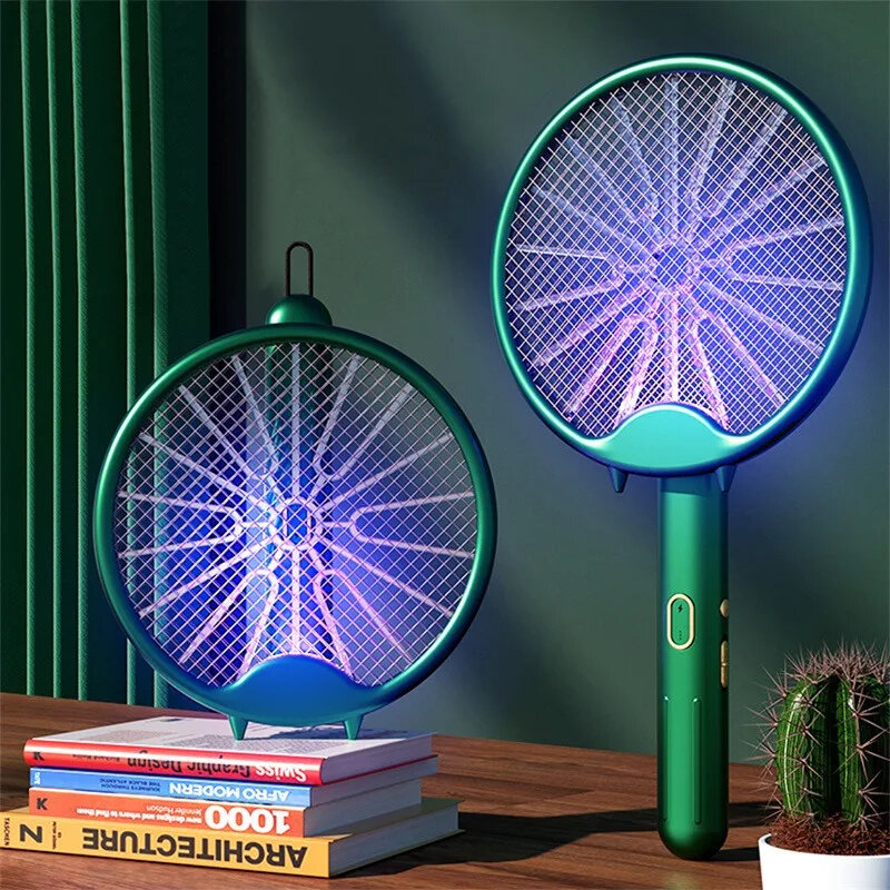

3-in-1 Electric Fly Swatter Mosquito Killer Racket Bug Zapper Insect Trap 800mAh USB Charging Foldable Design UV Light I
