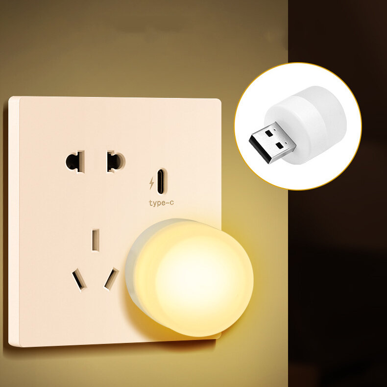 Imagen de Lámpara LED de enchufe USB, luz nocturna, carga para ordenador y teléfono móvil, lámpara recargable, protección ocular,