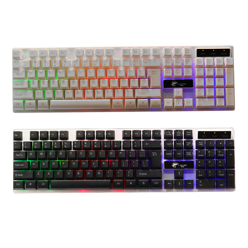Lingshark T350 104 toetsen Toetsenbord Bedraad 6 kleuren verlicht gamingtoetsenbord en 2000 DPI LED-