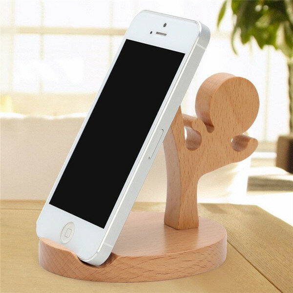 Universele unieke houten Kongfu-stijlhouder Kongfu Kid-telefoonstandaard voor iPhone 7 Samsung S8