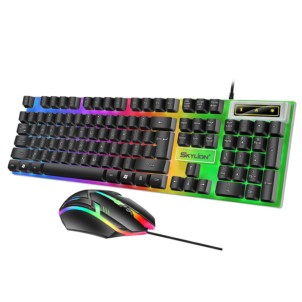 

SKYLION H500 Wired Keyboard Mouse Kit Mechanical Feel Colorful Backlit Waterproof Ergonomic Gamer Keyboard for Home Offi