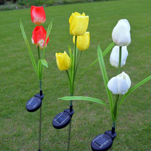 2v Solar Power Mult Tulip Flower Garden Stake Landscape Lamp