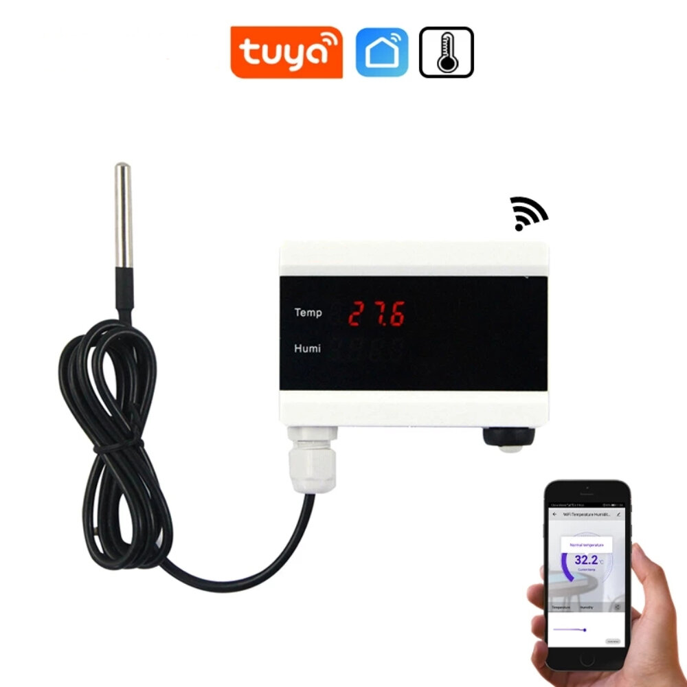 Tuya WiFi Temperature Sensor Thermometer Smart Life App Alert Home Thermostat Control Alarm Remote M