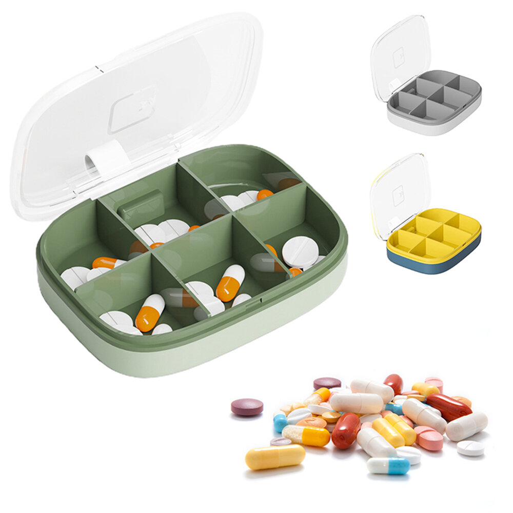 

1pc 6 Grid Seal Mini Pill Box Portable Large Capacity Carry-On Travel Moisture-Proof Storage Container Splitters Box