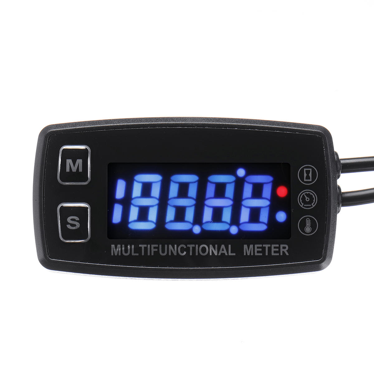 

12V Digital LCD Engine Multifunction Tach Hour Meter Tachometer Thermometer Temperature Gauge Waterproof