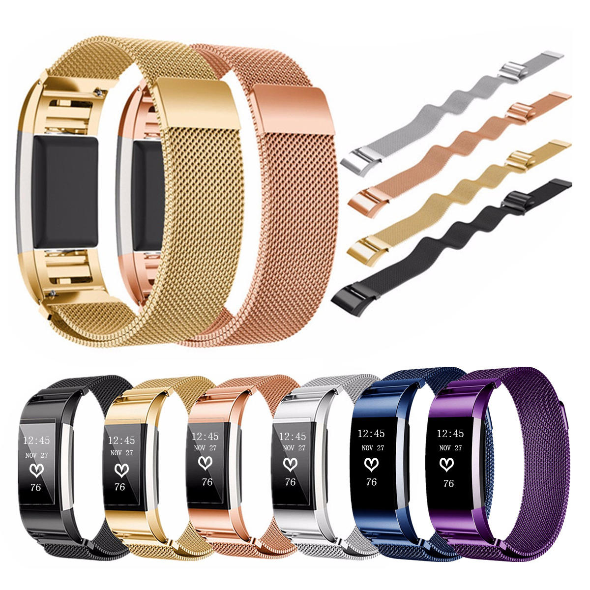 

Bakeey Replacement Magnetic Stainless Steel Wristband Strap For Fitbit Charge 2 Tracker