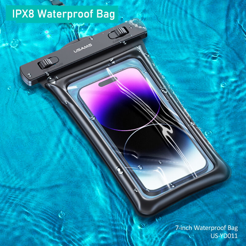 

7-Inch IPX8 Floating Airbag Waterproof Phone Bag Case For IPhone 13 12 Xiaomi Universal Swimming Underwater Diving Phone