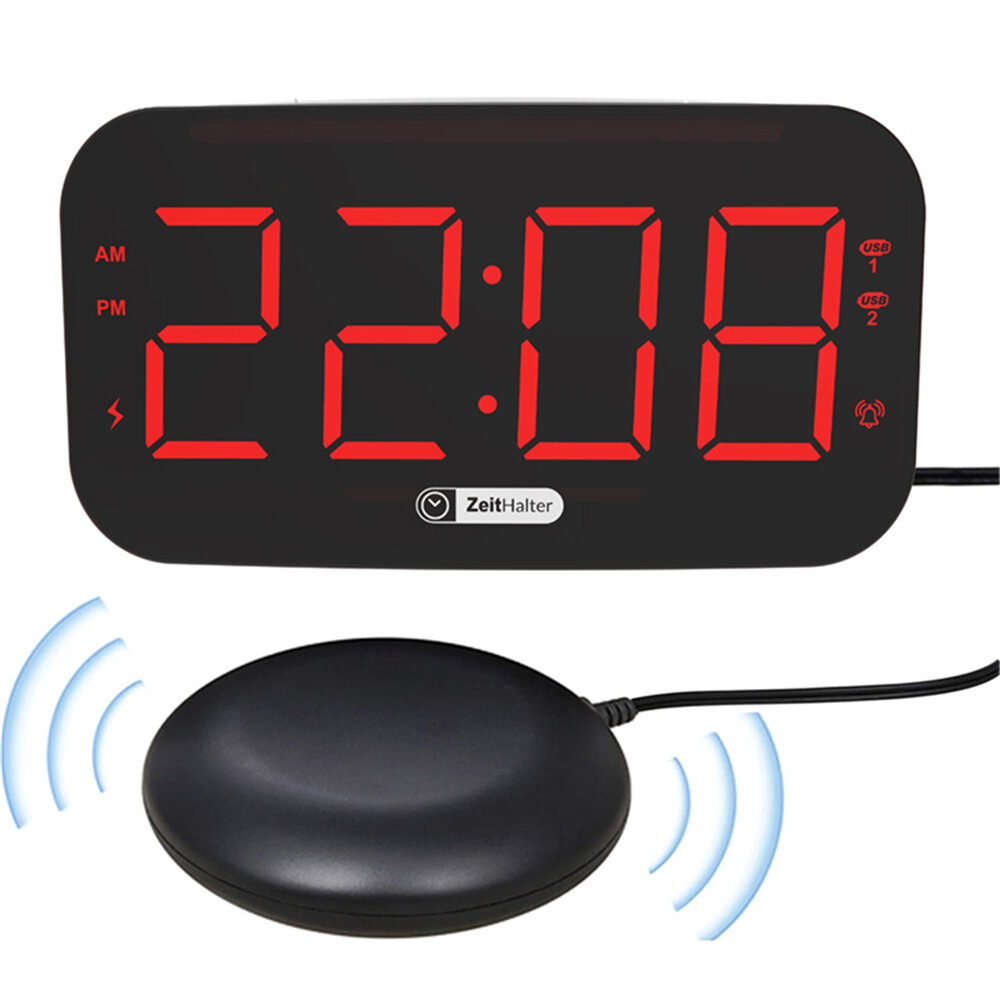 

Zeit Halter ZH027A Digital LED Alarm Clock Vibrating Dual USB Chargers Colorful Night Light Three Level Volume Adjustmen