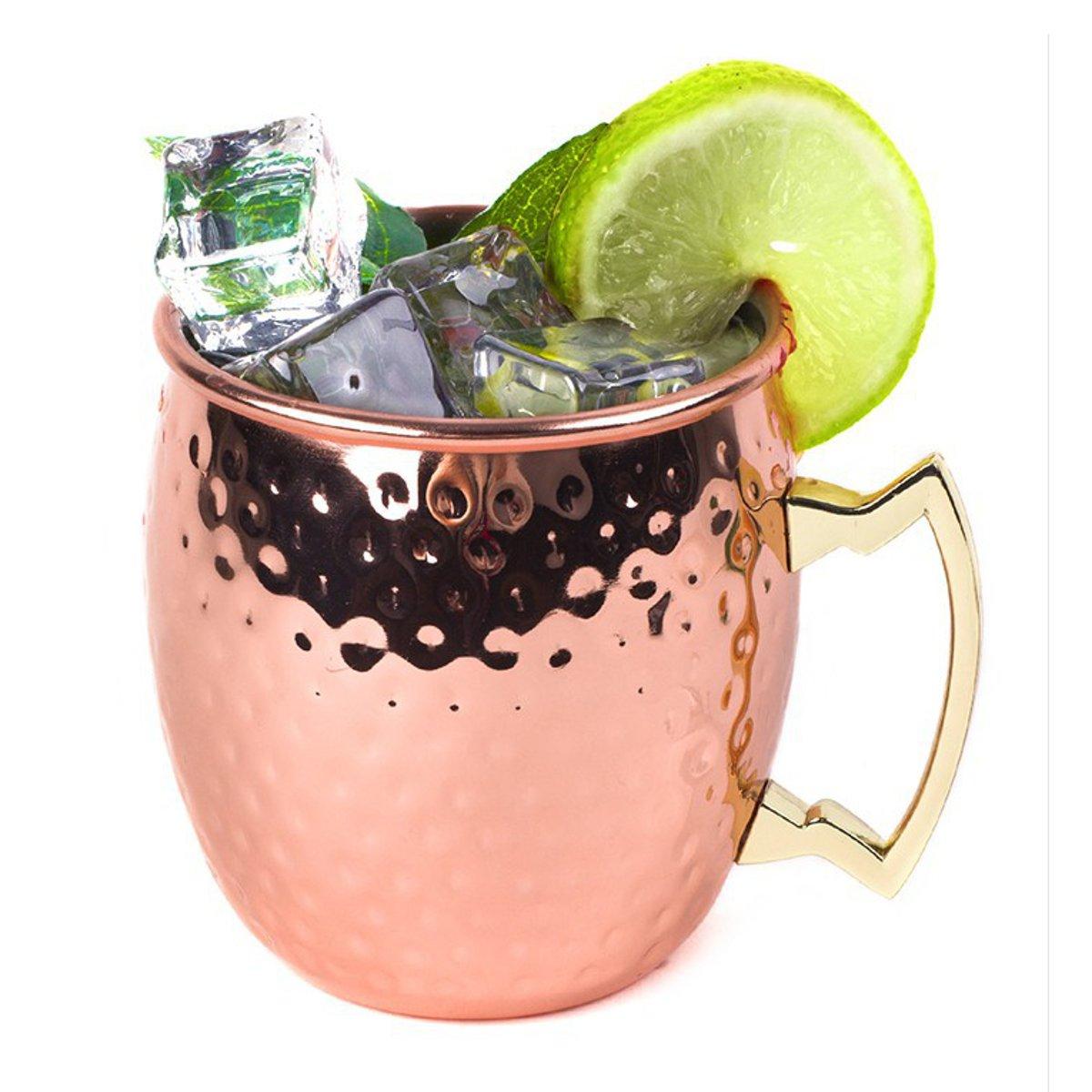 Roestvrij staal Koper Plated Moscow Mule Mok 18oz Cocktails Iced Tea rinking Cup
