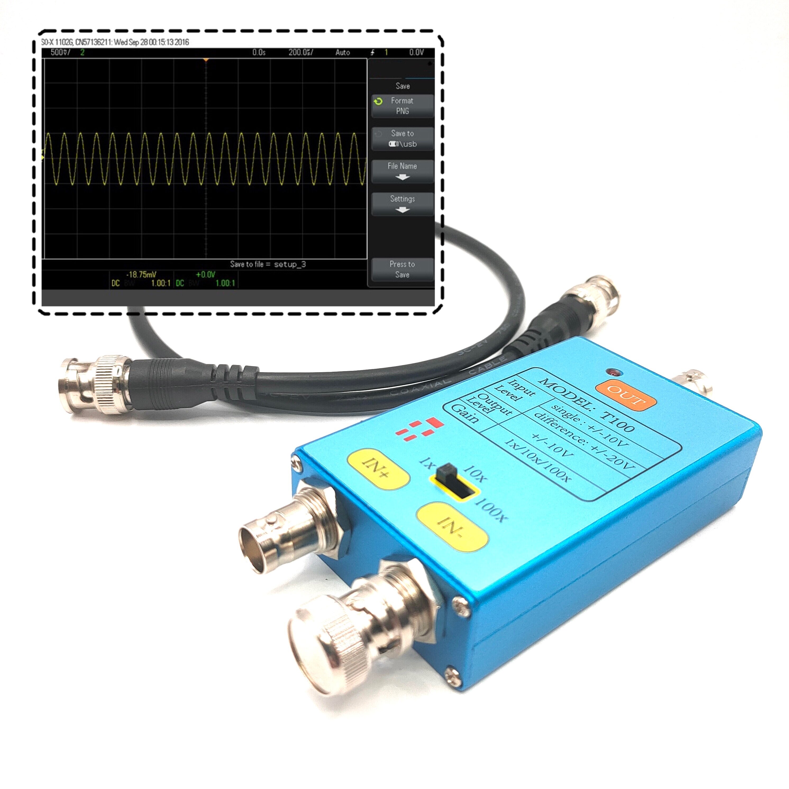 10M Bandwidth Oscilloscope Differential Probe Signal Amplifier for Weak Electrical Signal Measurement with Metal Shell