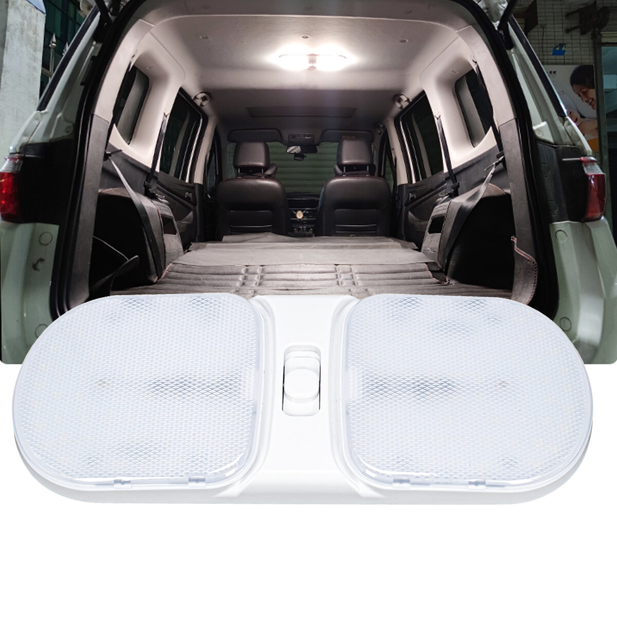 Imagen de Luz interior para automóvil de 126 LED 12-24V Lámpara de lectura Lámpara de techo de cúpula Luz nocturna Luz de cabina p