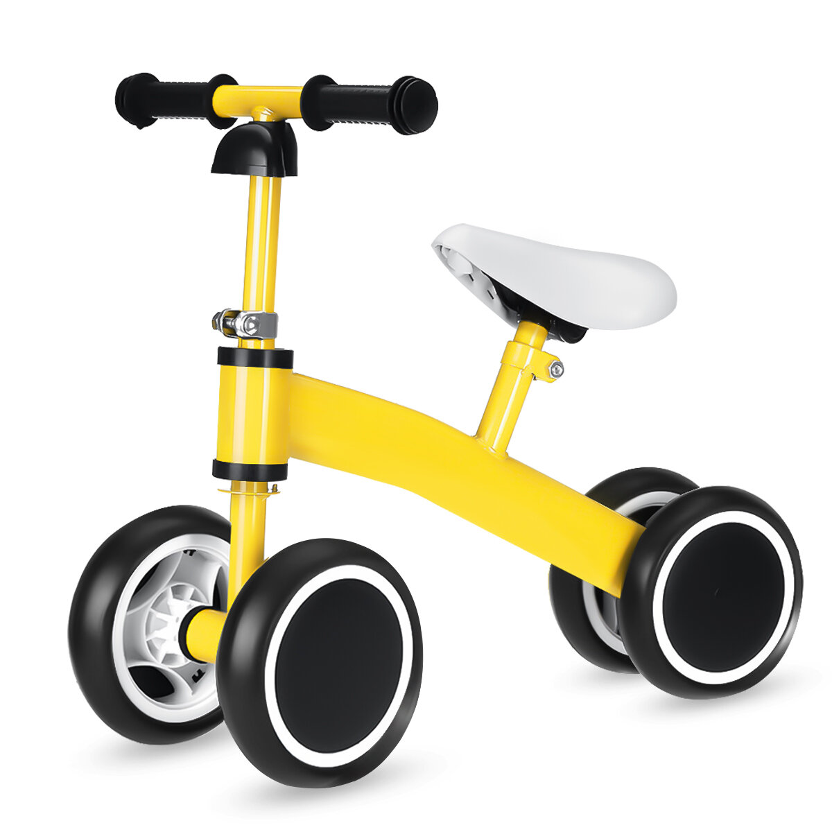 Baby Balance Bike 4 Wheels No Pedal Design Bicycle With Adjustable Seat Height Kids Training Walking Tricycle For 1-3 Ye