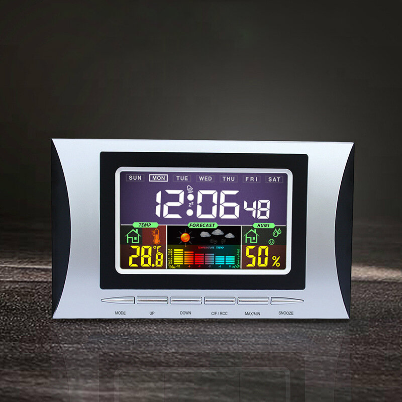 

Bakeey Weather Forecast Color Screen Alarm Clock LED Snooze Digital Electronic Temperature Humidity Calendar Desktop Clo
